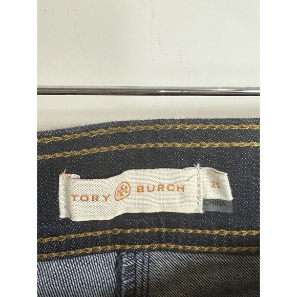 Tory Burch Denim Culottes High Rise Dark Wash Cropped Jeans Size 25 - Picture 4 of 6